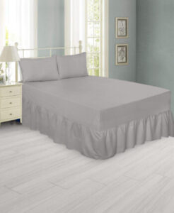 Grey Extra Deep Frilled Fitted Valance Sheet & Pillowcase