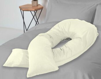 Cream U Shaped Pregnancy Pillow & Pillowscase / Cover