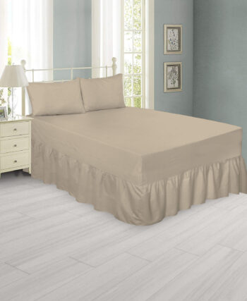 Latte Extra Deep Frilled Fitted Valance Sheet & Pillowcase