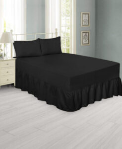 Black Extra Deep Frilled Fitted Valance Sheet & Pillowcase