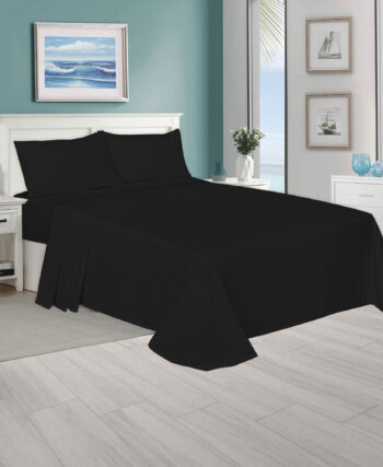 Plain Black Flat Sheets – Polycotton