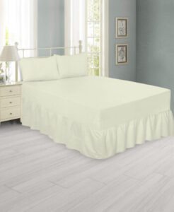 Cream Extra Deep Frilled Fitted Valance Sheet & Pillowcase