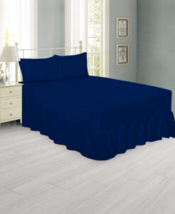 Navy Blue Extra Deep Frilled Fitted Valance Sheet & Pillowcase