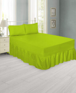 Lime Green Extra Deep Frilled Fitted Valance Sheet & Pillowcase