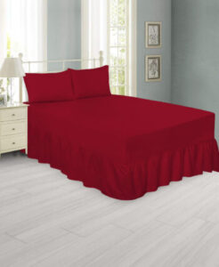 Red Extra Deep Frilled Fitted Valance Sheet & Pillowcase