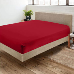 Red Fitted Bed Sheets & Pillowcase – Polycotton