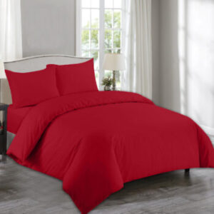 Plain Red Duvet Cover with Pillowcase – Polycotton