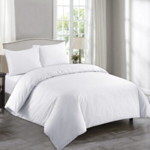 Plain White Duvet Cover with Pillowcase – Polycotton